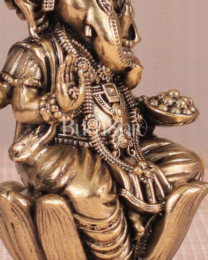 Brass Superfine Ganesh Idol - 4 Inch lotus base - Budhshiv.com