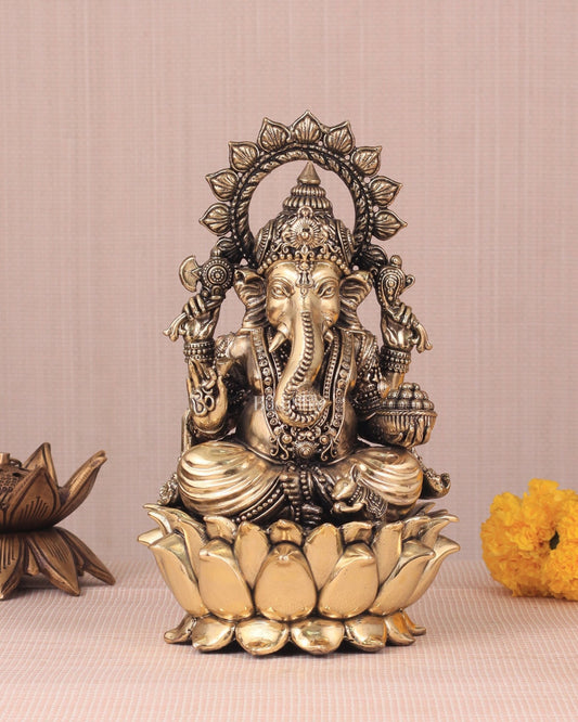 Brass Superfine Ganesh Idol - 8" - Budhshiv.com