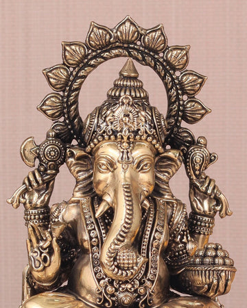Brass Superfine Ganesh Idol - 8" - Budhshiv.com