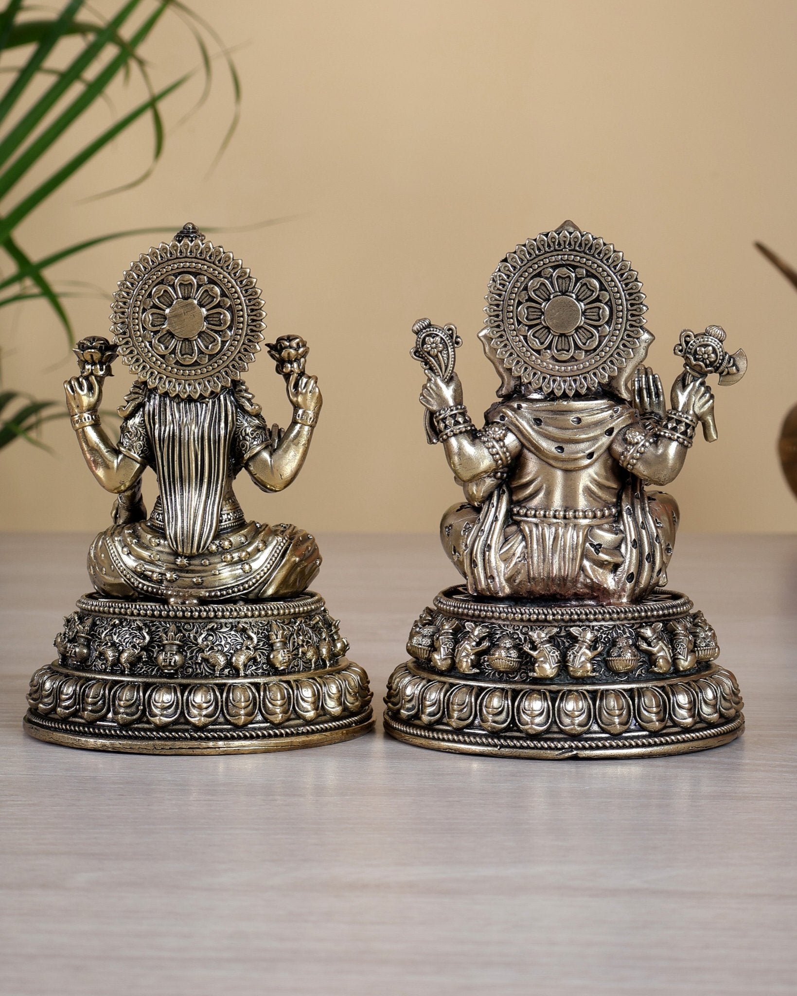 Brass Superfine Ganesh Lakshmi Idol – 5 Inch Divine Prosperity Murti (620 gm) - Budhshiv.com