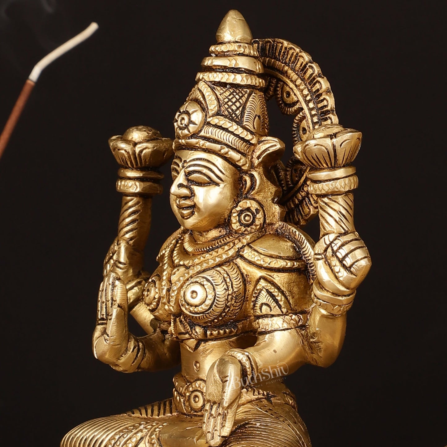 Brass Superfine Ganesh Lakshmi Idol - 7" Divine Sculpture - Budhshiv.com