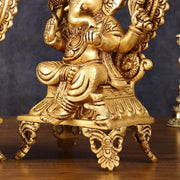 Brass SuperFine Ganesh Lakshmi idols 9.5" - Budhshiv.com