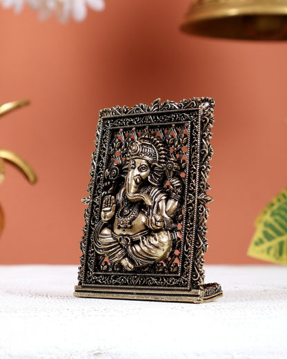 Brass Superfine Ganesha Car Dashboard Idol – Auspicious Divine Miniature (3 Inches) - Budhshiv.com