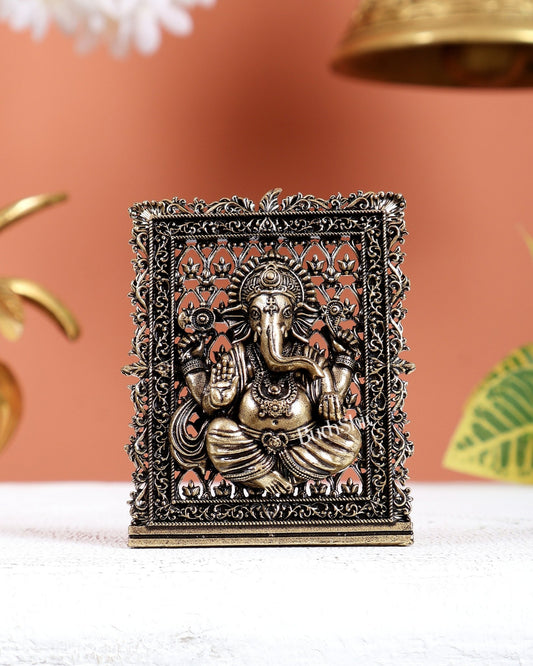 Brass Superfine Ganesha Car Dashboard Idol – Auspicious Divine Miniature (3 Inches) - Budhshiv.com