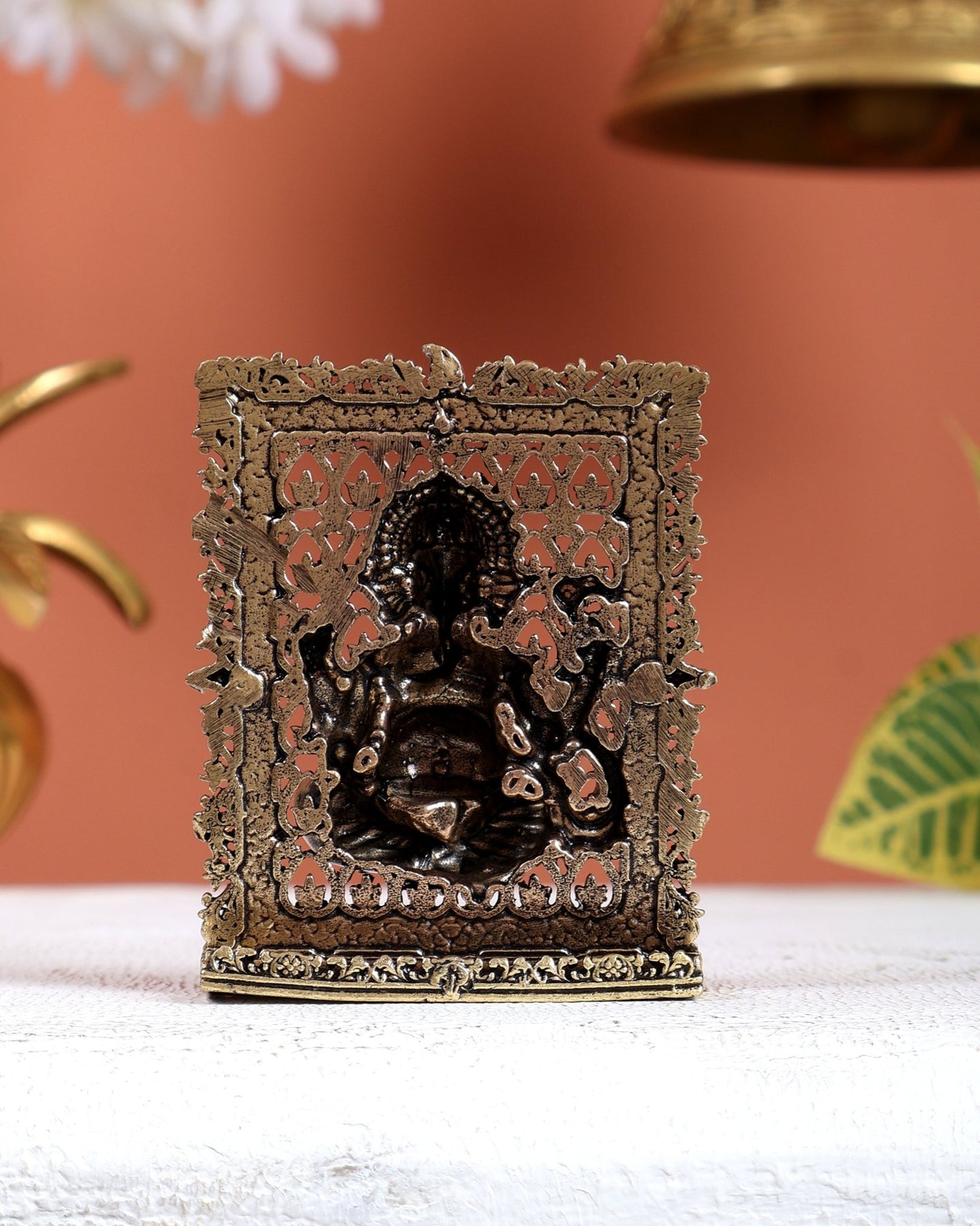 Brass Superfine Ganesha Car Dashboard Idol – Auspicious Divine Miniature (3 Inches) - Budhshiv.com