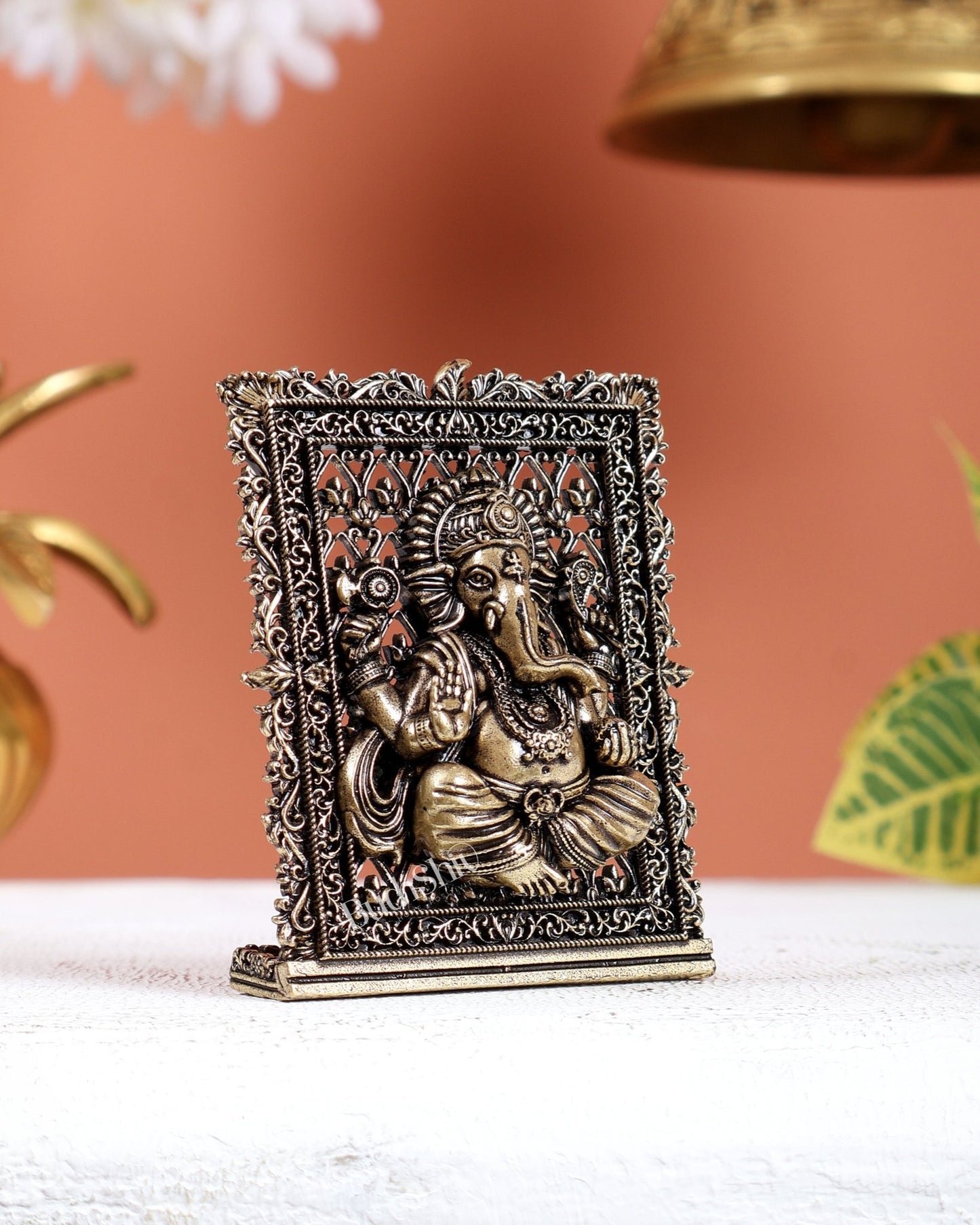 Brass Superfine Ganesha Car Dashboard Idol – Auspicious Divine Miniature (3 Inches) - Budhshiv.com