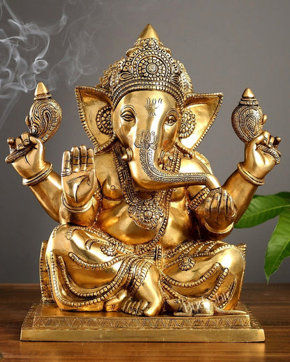 Brass Superfine Ganesha Idol 15" - Budhshiv.com