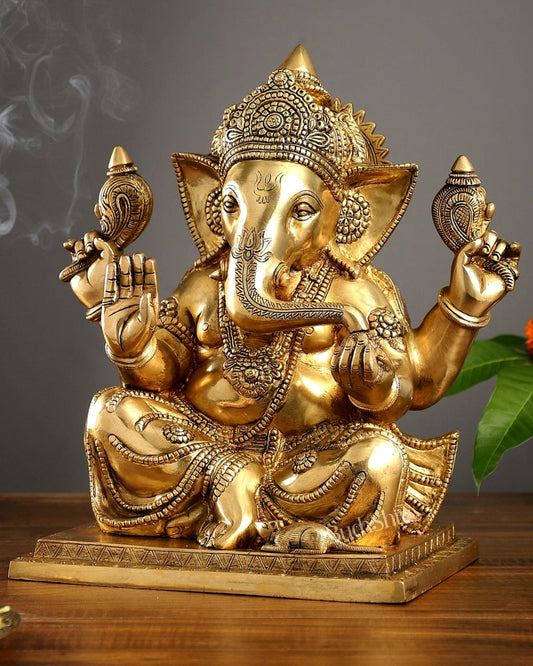 Brass Superfine Ganesha Idol 15" - Budhshiv.com