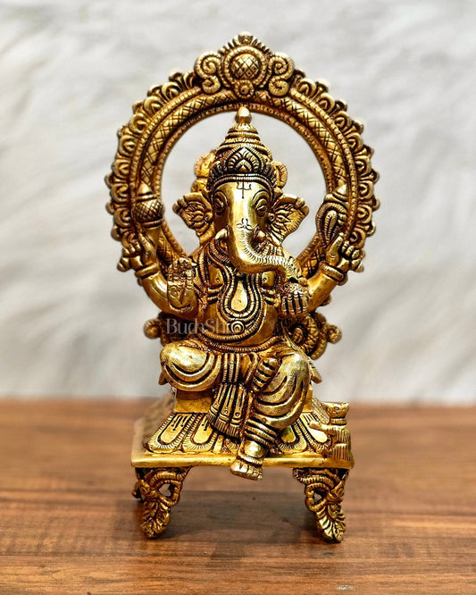 Brass SuperFine Ganesha idol 9.5" - Budhshiv.com
