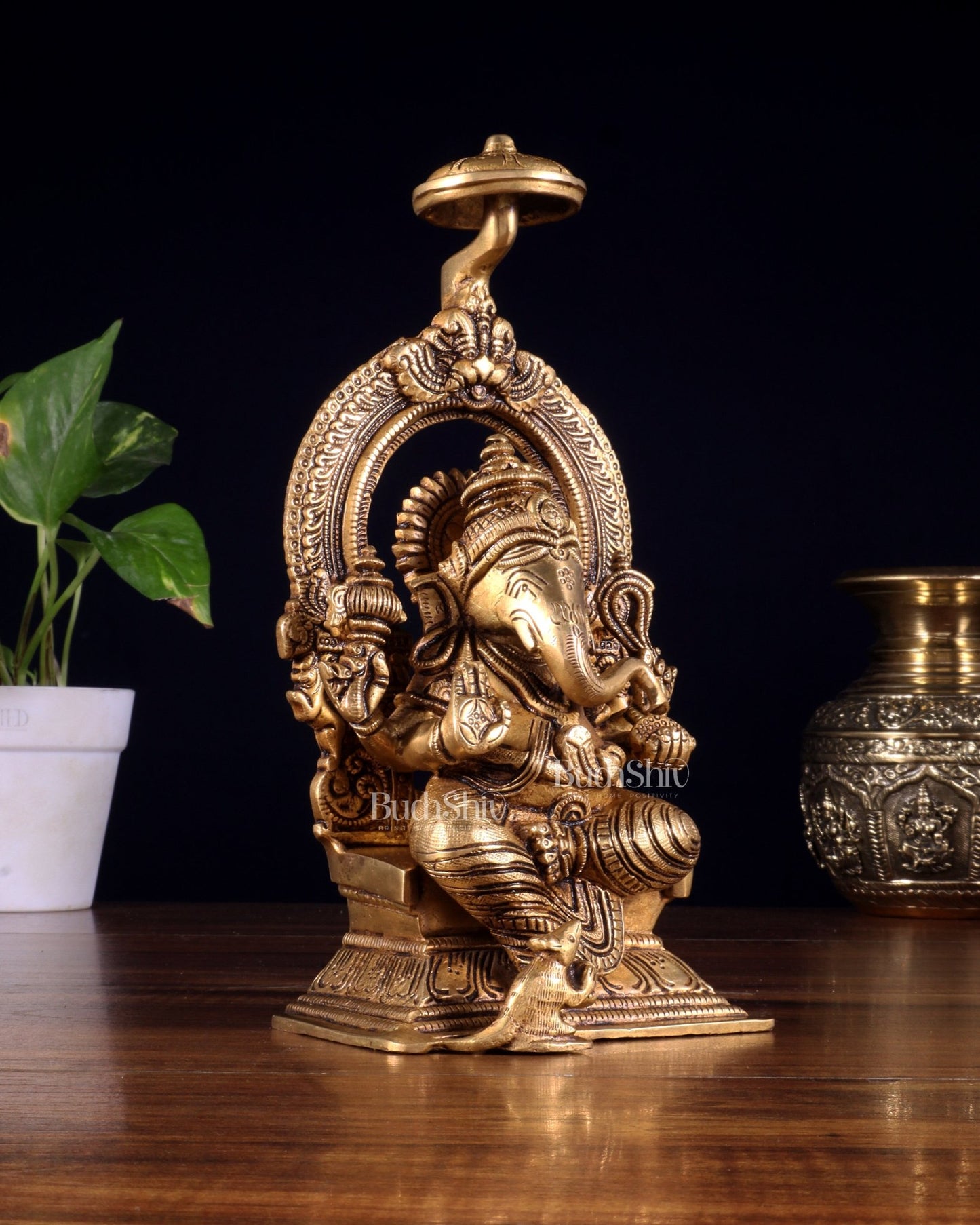 Brass Superfine Ganesha Idol Unique 9" - Budhshiv.com
