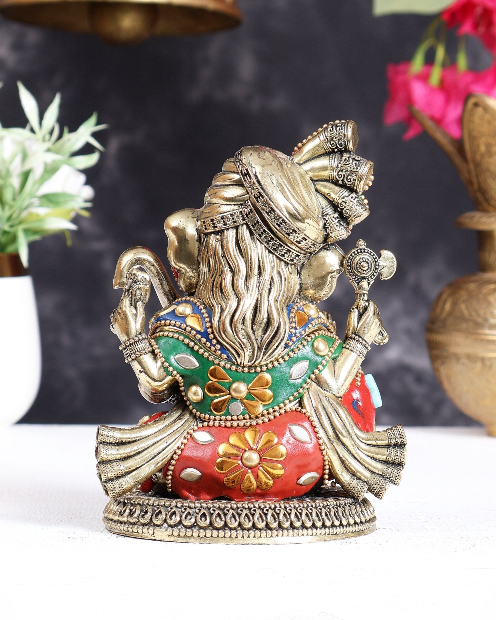 Brass Superfine Ganesha Idol with Turban (Pagdi) – 5.5 Inch Unique Murti with meenakari - Budhshiv.com