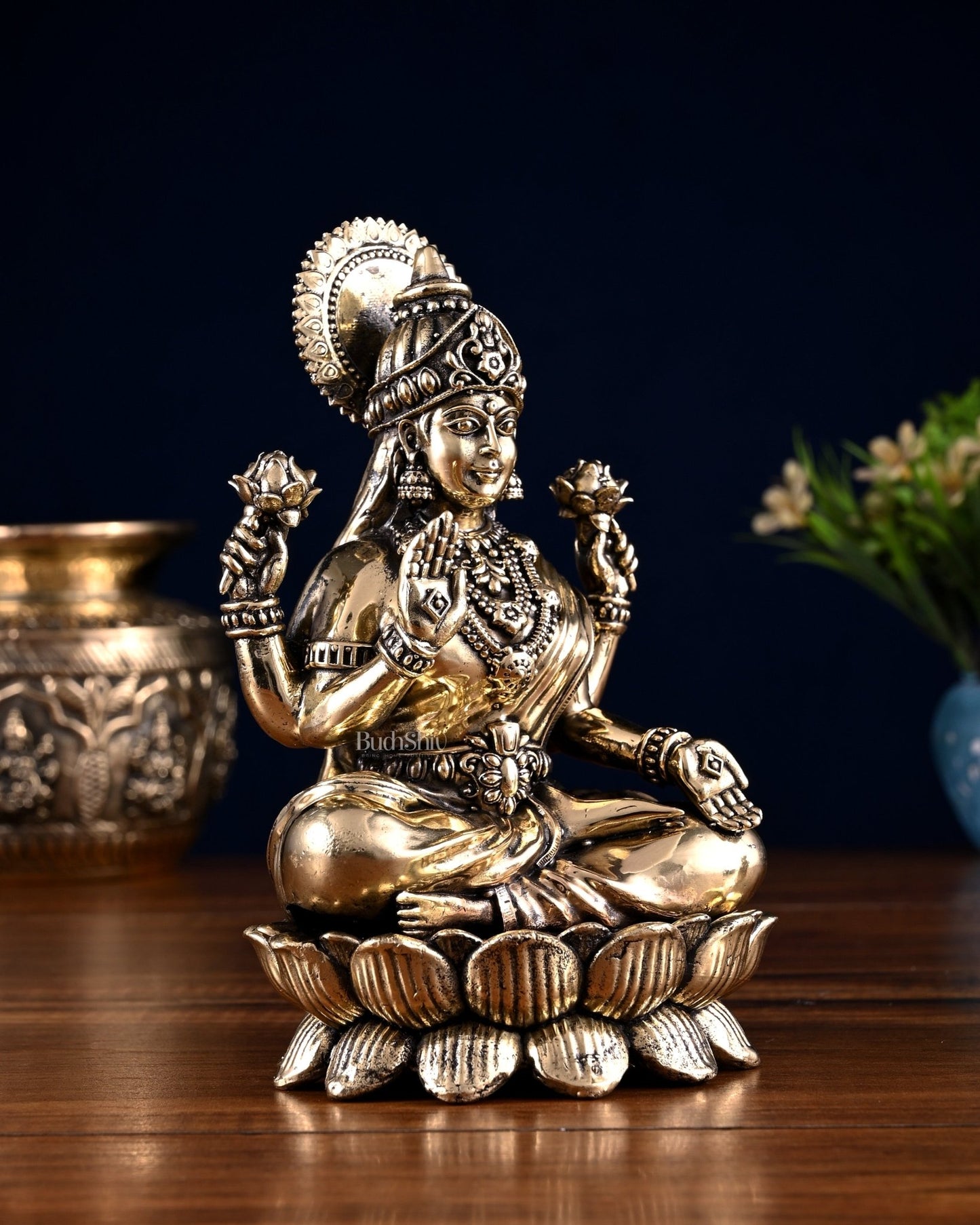 Brass Superfine Ganesha Lakshmi Idol Pair – 7 Inch - Budhshiv.com