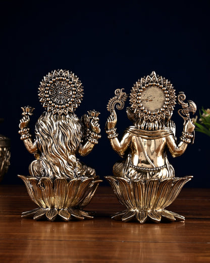 Brass Superfine Ganesha Lakshmi Idol Pair – 7 Inch - Budhshiv.com