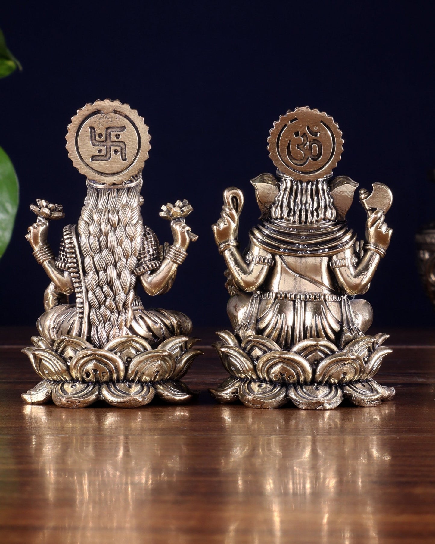 Brass Superfine Ganesha Lakshmi Idol Set 4" - Budhshiv.com