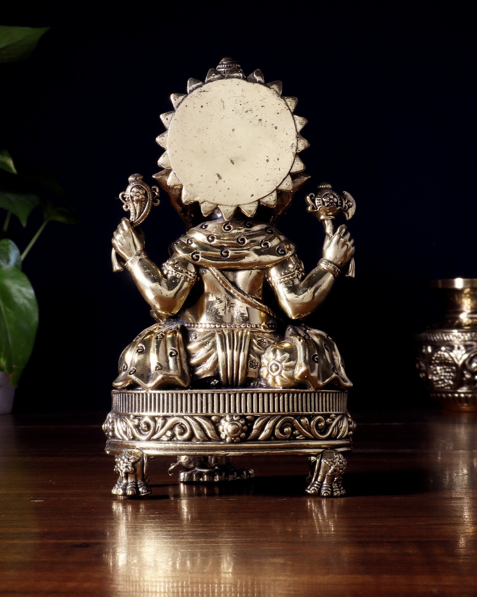 Brass Superfine Ganesha Seated on Throne Idol 6 inch - Budhshiv.com