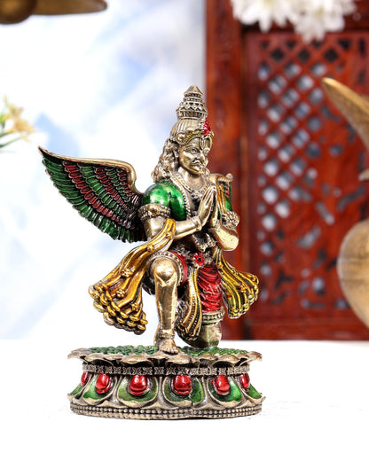 Brass Superfine Garuda Idol – Intricately Handpainted 4.5 inch - Budhshiv.com