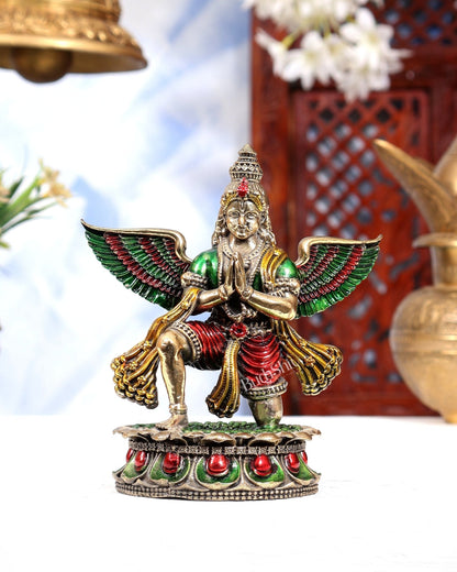 Brass Superfine Garuda Idol – Intricately Handpainted 4.5 inch - Budhshiv.com