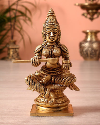 Brass Superfine Goddess Annapurna Idol (5 Inch, 563 gm) - Budhshiv.com