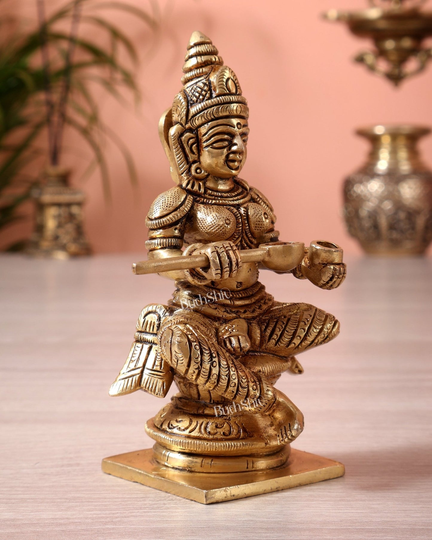 Brass Superfine Goddess Annapurna Idol (5 Inch, 563 gm) - Budhshiv.com