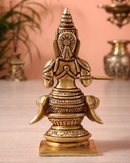Brass Superfine Goddess Annapurna Idol (5 Inch, 563 gm) - Budhshiv.com