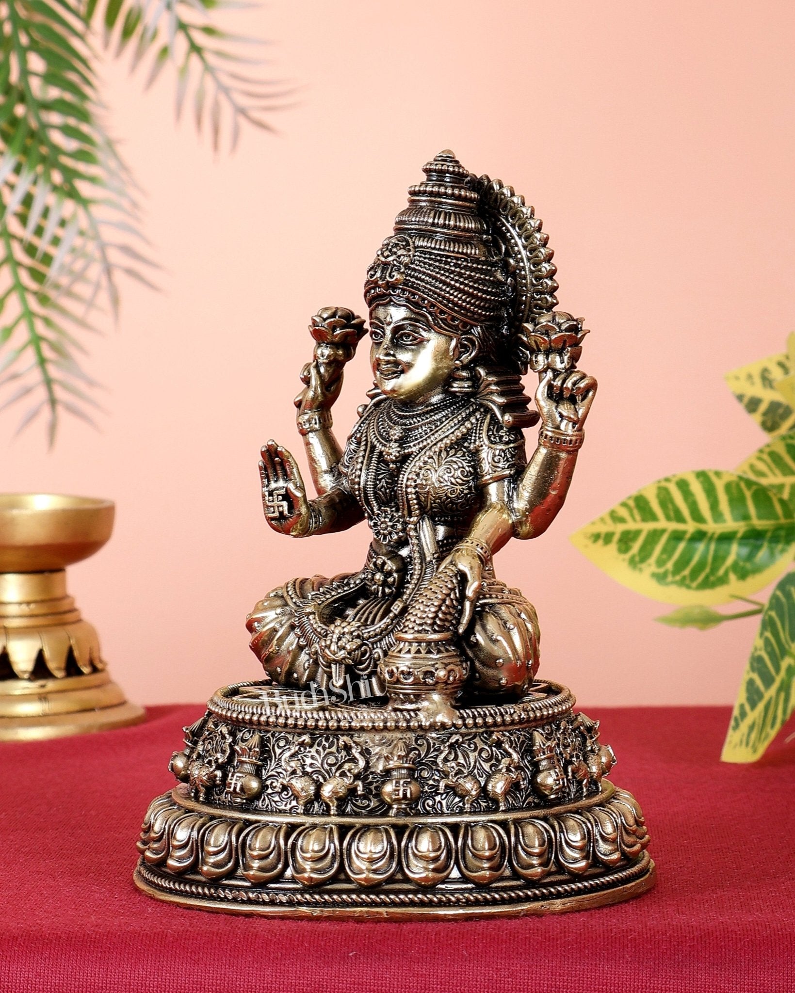 Brass Superfine Goddess Dhan Lakshmi Idol – 5 Inch Auspicious Wealth Statue - Budhshiv.com
