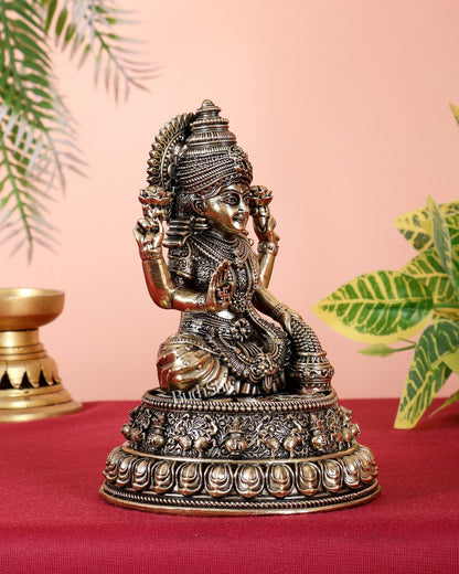 Brass Superfine Goddess Dhan Lakshmi Idol – 5 Inch Auspicious Wealth Statue - Budhshiv.com