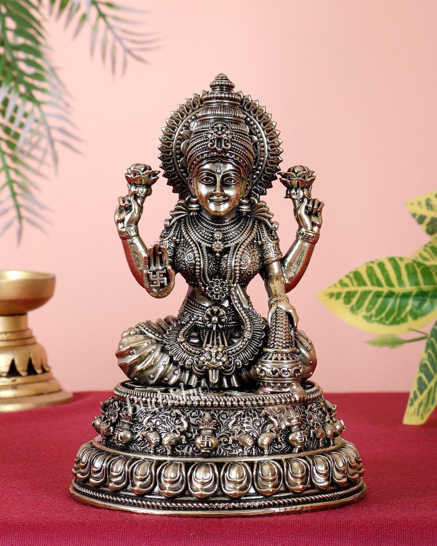 Brass Superfine Goddess Dhan Lakshmi Idol – 5 Inch Auspicious Wealth Statue - Budhshiv.com