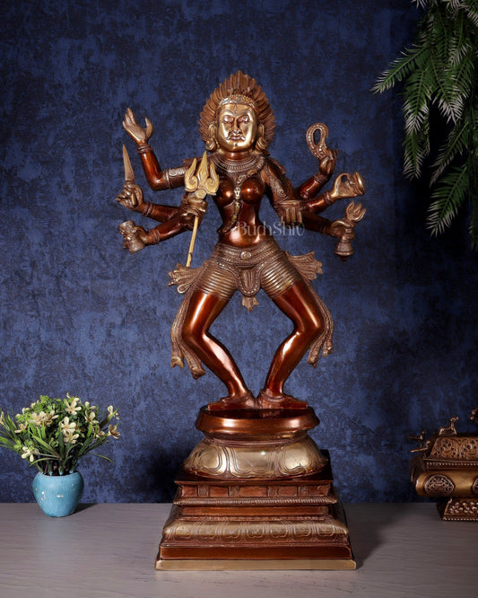 Brass Superfine Goddess Kali as Bhairavi statue 24" Dual tone - Budhshiv.com