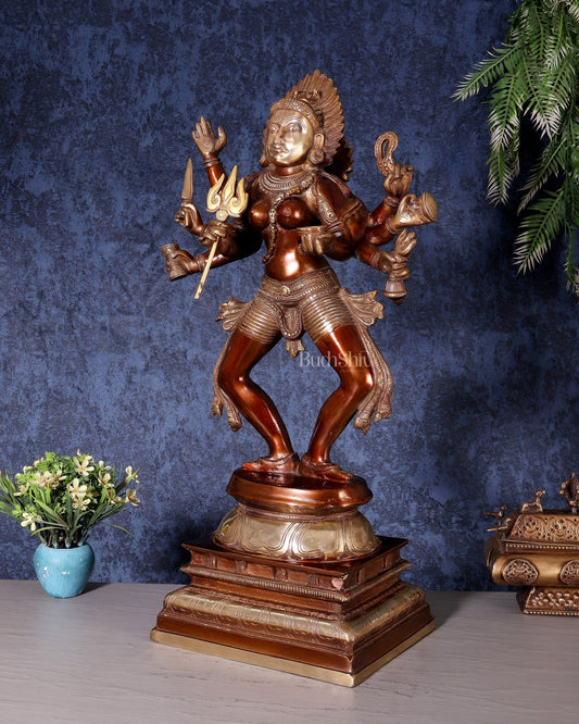 Brass Superfine Goddess Kali as Bhairavi statue 24" Dual tone - Budhshiv.com