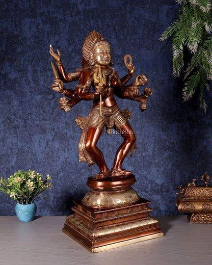 Brass Superfine Goddess Kali as Bhairavi statue 24" Dual tone - Budhshiv.com