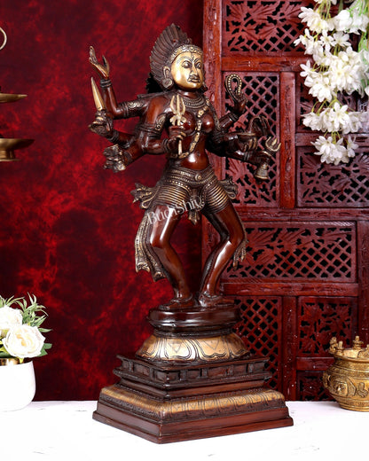 Brass Superfine Goddess Kali as Bhairavi statue 24 inch duel tone - Budhshiv.com