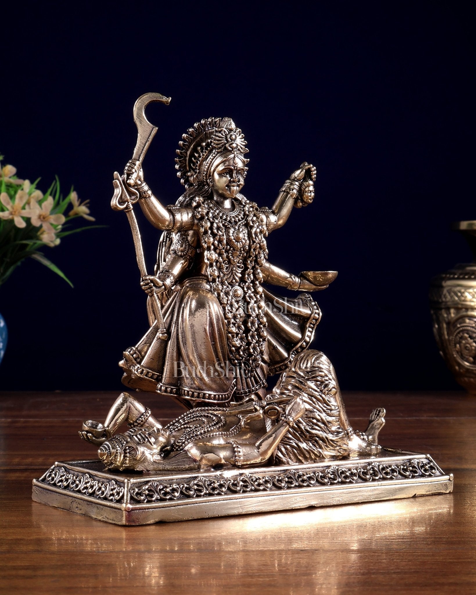 Brass Superfine Goddess Kali Statue | Divine Energy & Protection 5 inch - Budhshiv.com