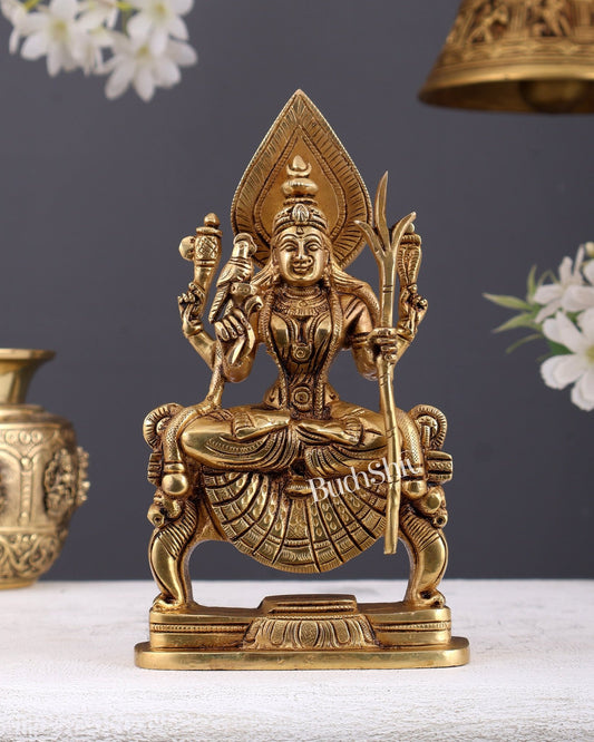 Brass Superfine Goddess Kamakshi Lalita Devi Idol – Divine Shakti Statue (7 Inches) - Budhshiv.com