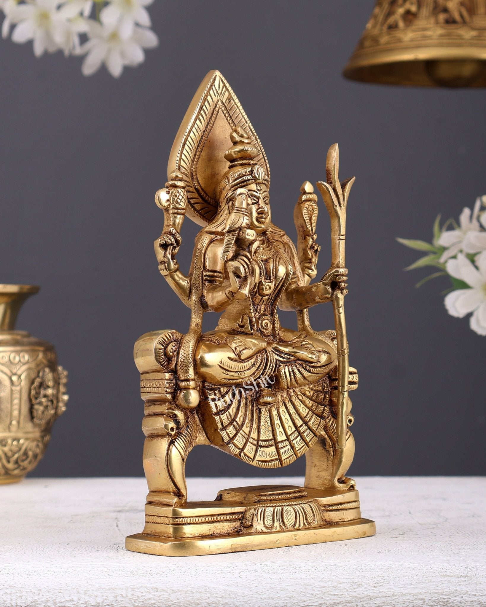 Brass Superfine Goddess Kamakshi Lalita Devi Idol – Divine Shakti Statue (7 Inches) - Budhshiv.com