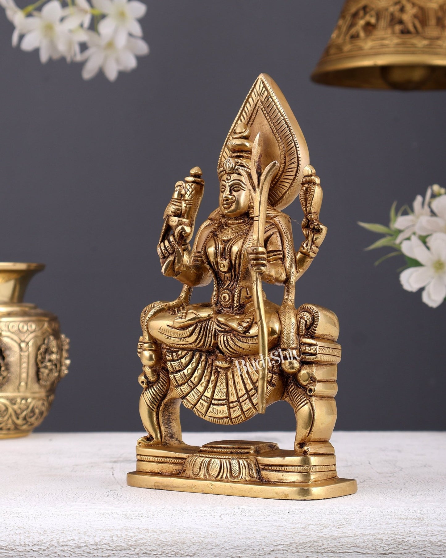 Brass Superfine Goddess Kamakshi Lalita Devi Idol – Divine Shakti Statue (7 Inches) - Budhshiv.com