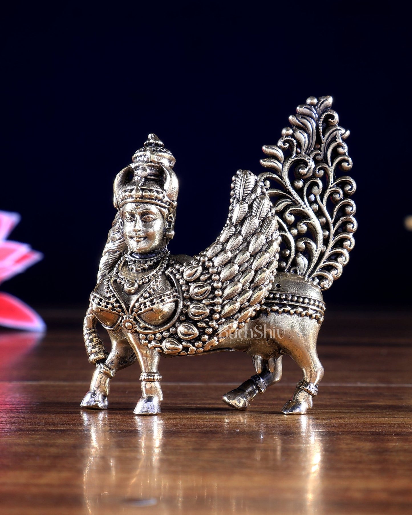 Brass Superfine Goddess Kamdhenu Miniature – Highly Detailed Auspicious Idol - Budhshiv.com