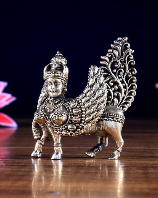 Brass Superfine Goddess Kamdhenu Miniature – Highly Detailed Auspicious Idol - Budhshiv.com