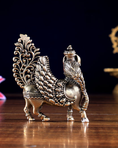 Brass Superfine Goddess Kamdhenu Miniature – Highly Detailed Auspicious Idol - Budhshiv.com