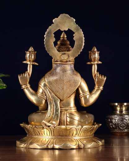 Brass Superfine Goddess Lakshmi Idol 10.5 inch - Budhshiv.com
