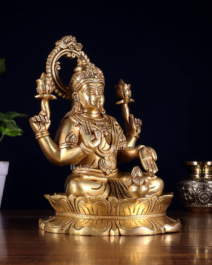Brass Superfine Goddess Lakshmi Idol 10.5 inch - Budhshiv.com