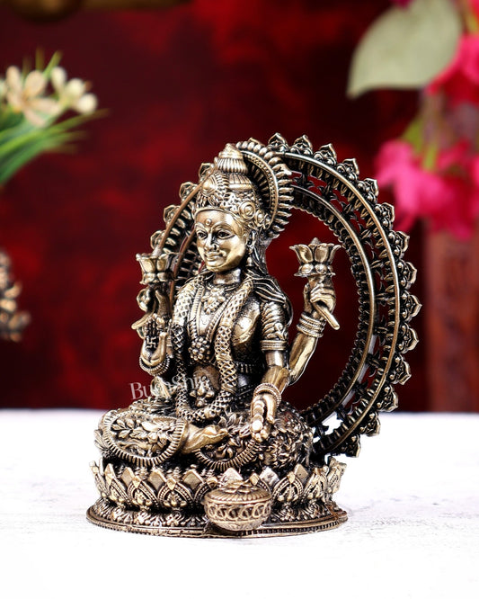 Brass Superfine Goddess Lakshmi Idol for Home Temple & Pooja 4 inch - Budhshiv.com