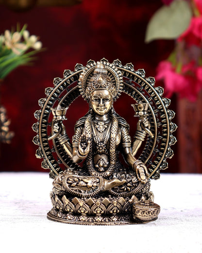 Brass Superfine Goddess Lakshmi Idol for Home Temple & Pooja 4 inch - Budhshiv.com