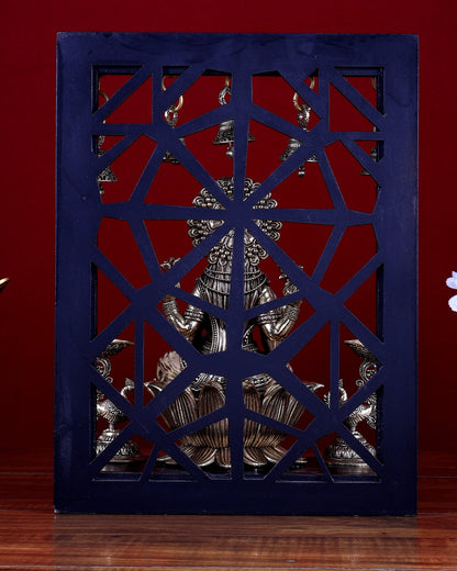 Brass Superfine Goddess Lakshmi on Lotus with Annam Lamps & Hanging Bells - Budhshiv.com