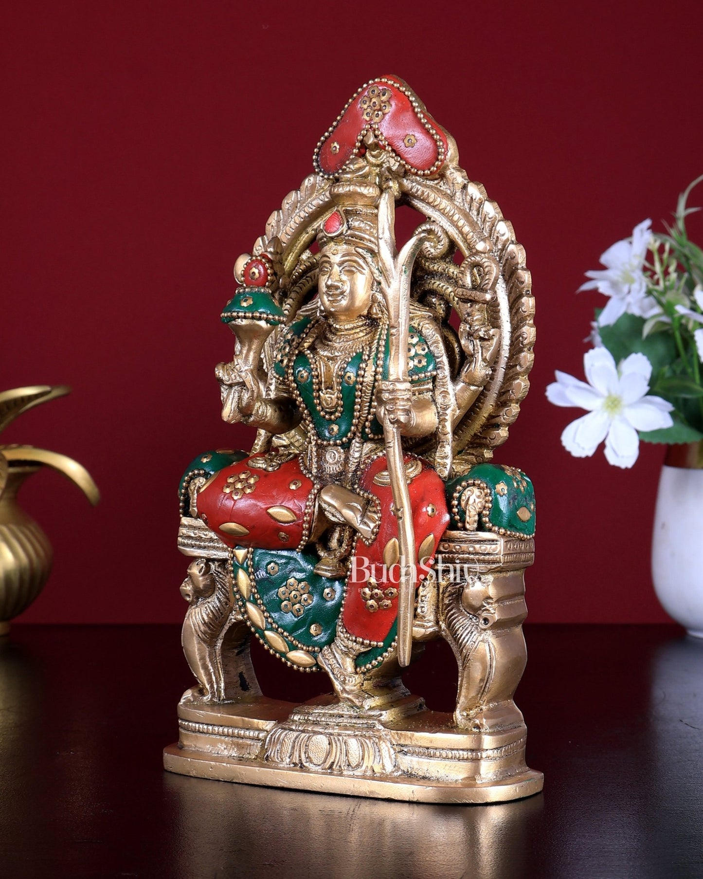 Brass Superfine Goddess Raja Rajeshwari Kamakshi Lalita Devi Idol 7.5 inch - Budhshiv.com