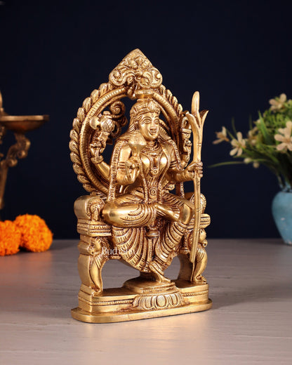 Brass Superfine Goddess Raja Rajeshwari Kamakshi Lalita Devi Idol - 7.5" - Budhshiv.com