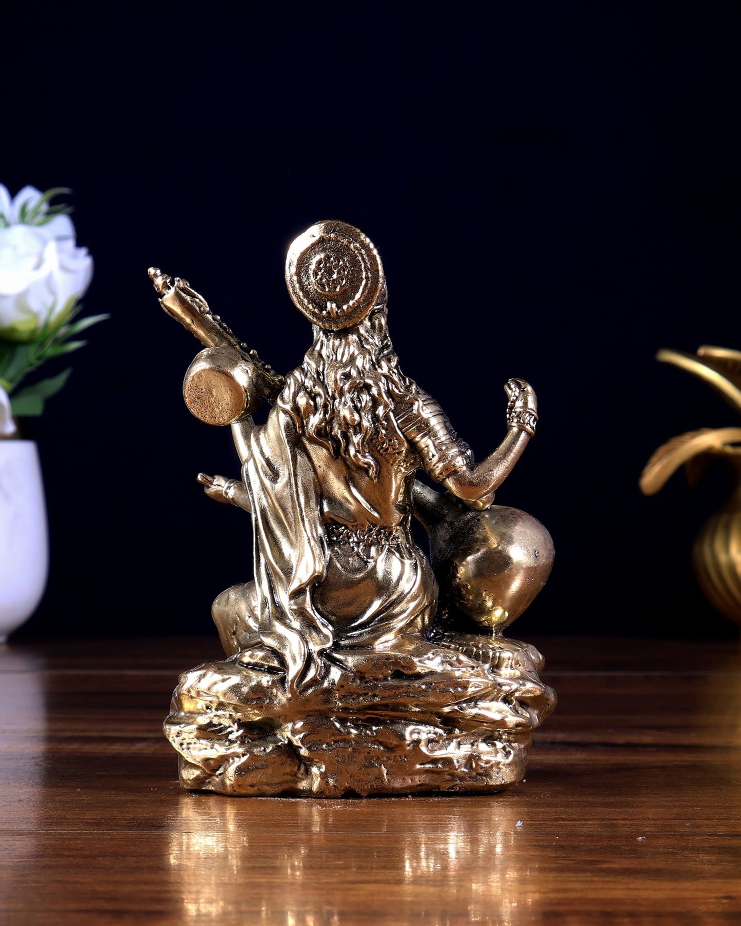 Brass Superfine Goddess Saraswati Idol 5 inch - Budhshiv.com