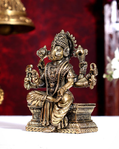 Brass Superfine Goddess Varahi Amman — Hollow Casted Idol 4.5 inch - Budhshiv.com