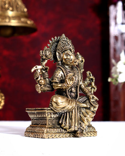 Brass Superfine Goddess Varahi Amman — Hollow Casted Idol 4.5 inch - Budhshiv.com