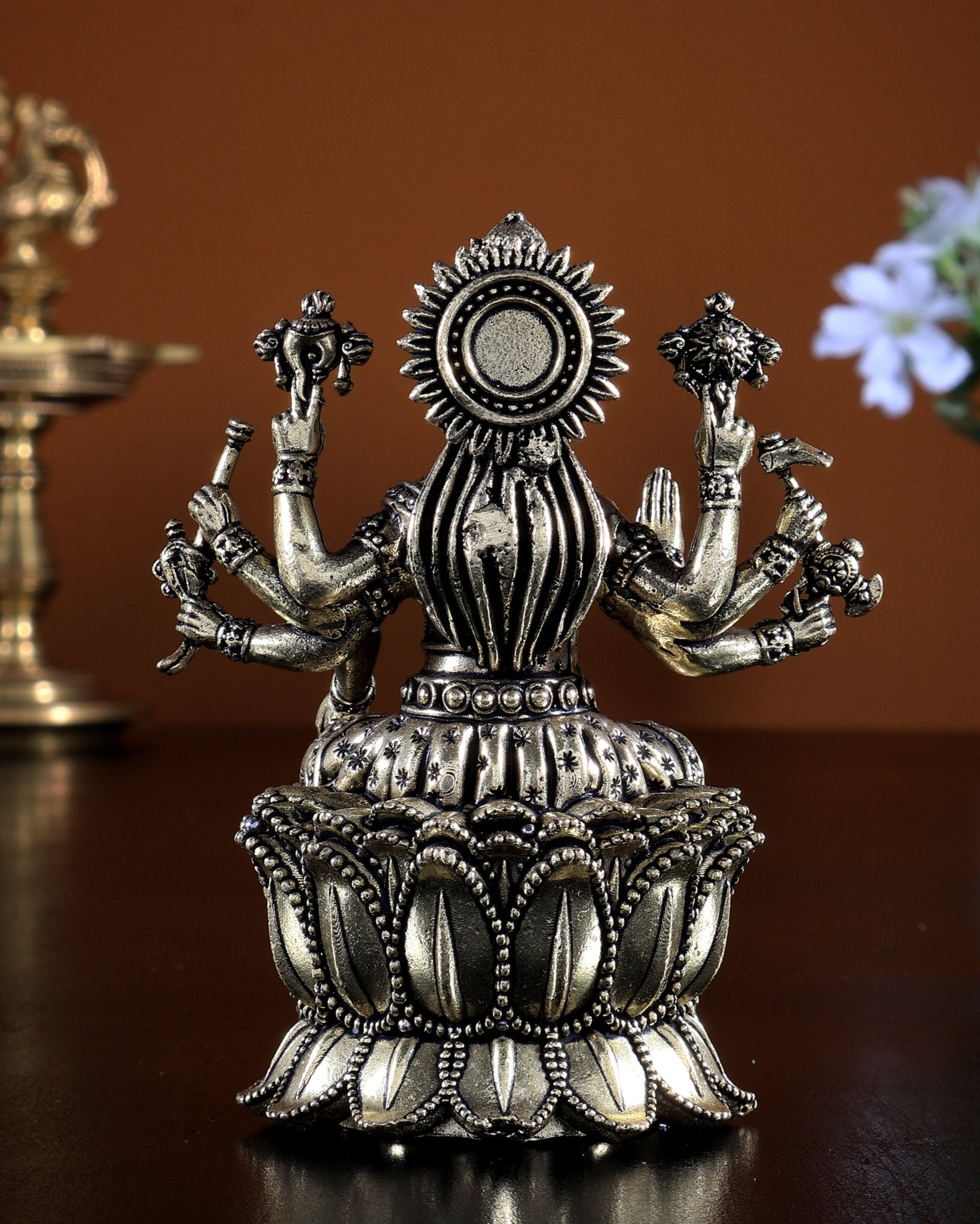 Brass Superfine Goddess Varahi on Lotus Idol – Sacred Shakti 4 inch - Budhshiv.com