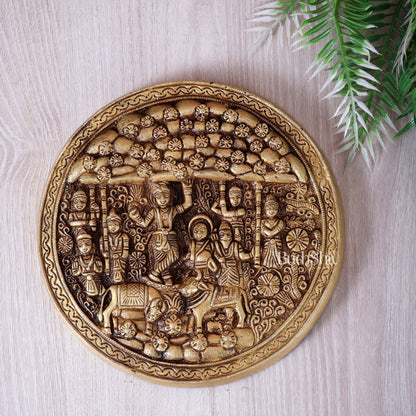 Brass Superfine Govardhan Krishna Wall Hanging Mural | Divine Krishna Temple Decor (8 Inch, 2 Kg) - Budhshiv.com